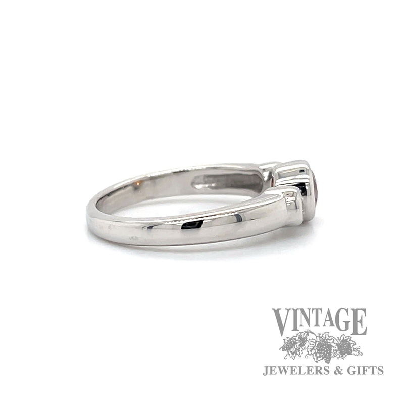 Orange garnet and diamond 14k white gold ring side2