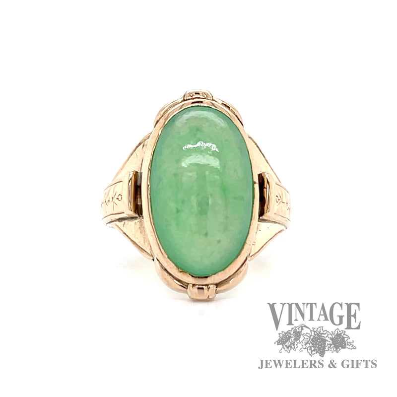 Antique jadeite 14k gold ring