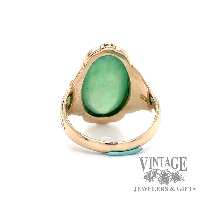 Antique jadeite 14k gold ring bottom