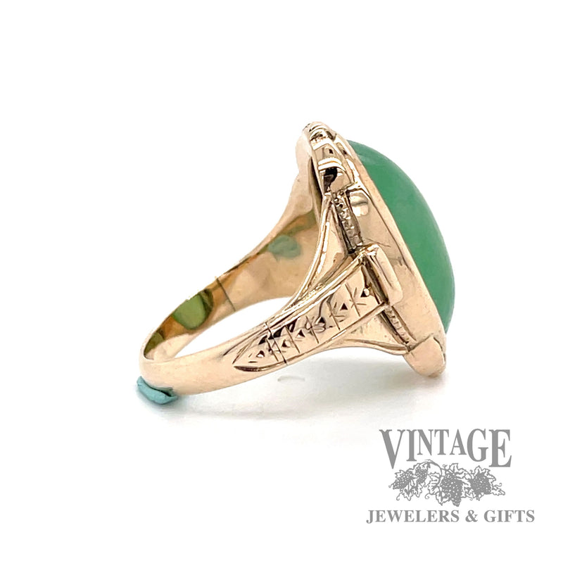 Antique jadeite 14k gold ring side2