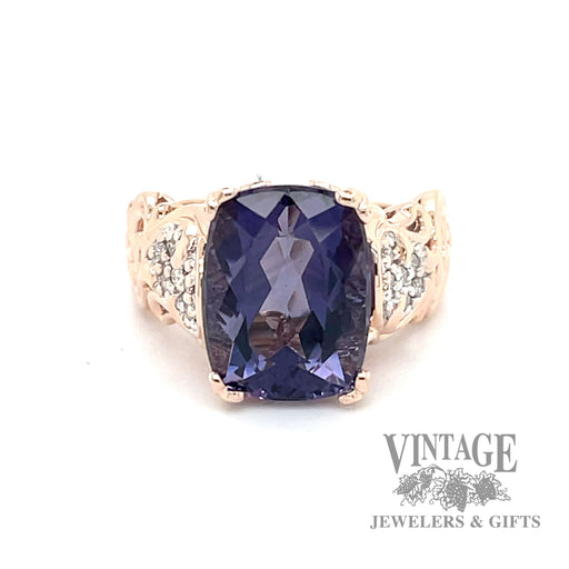 Amethyst & diamond 14k rose gold ring