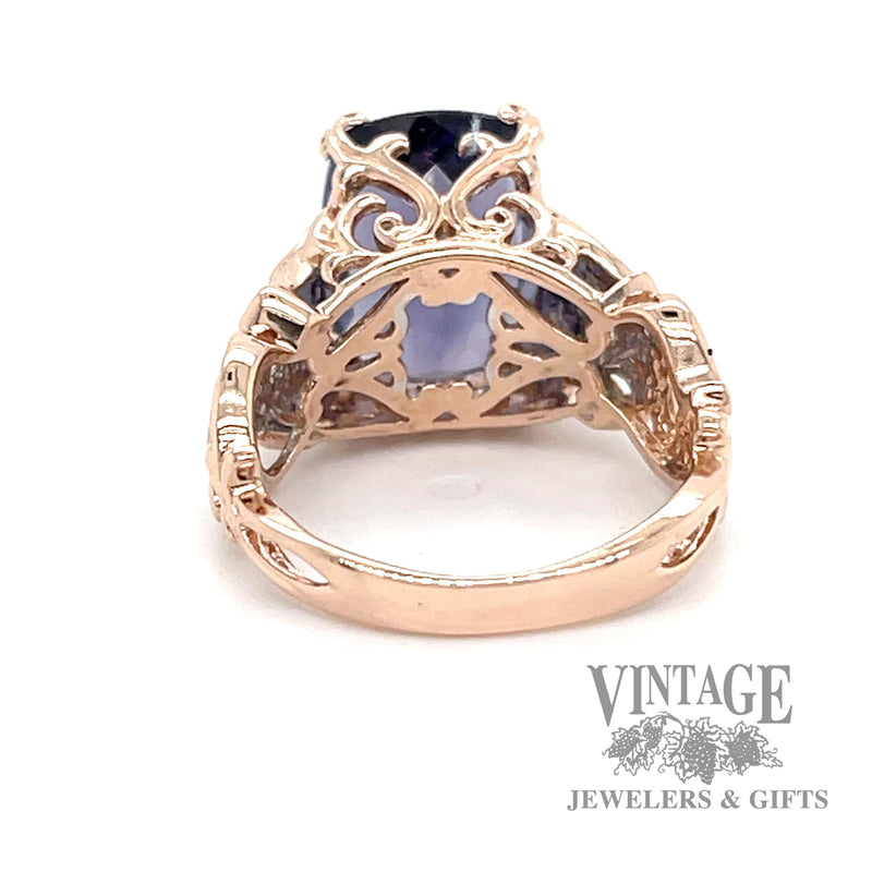 Amethyst & diamond 14k rose gold ring bottom