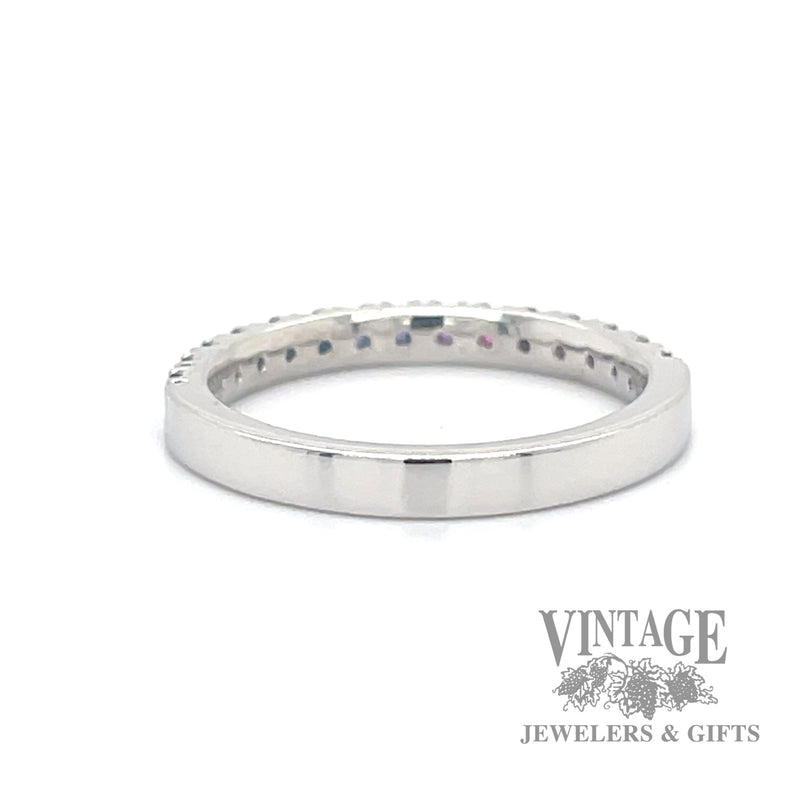 Blue/purple/pink ombré gradient sapphire 14k white gold ring band