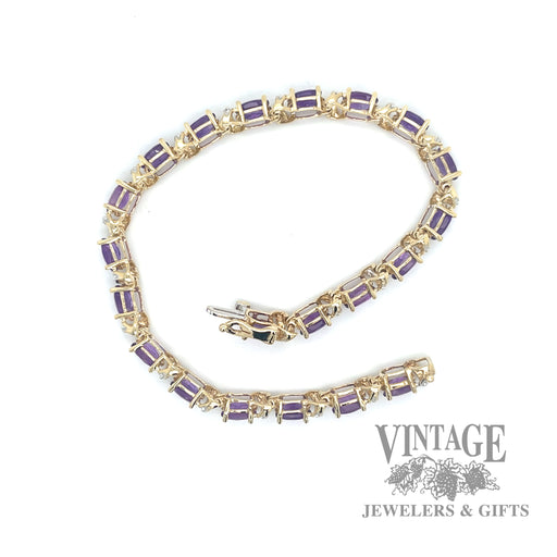 7.5" amethyst diamond 10k gold link bracelet full