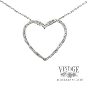 Diamond lined open heart slide pendant