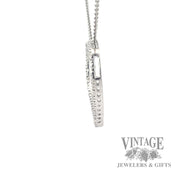Diamond lined open heart slide pendant side
