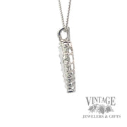 Diamond open heart 14k white gold pendant side