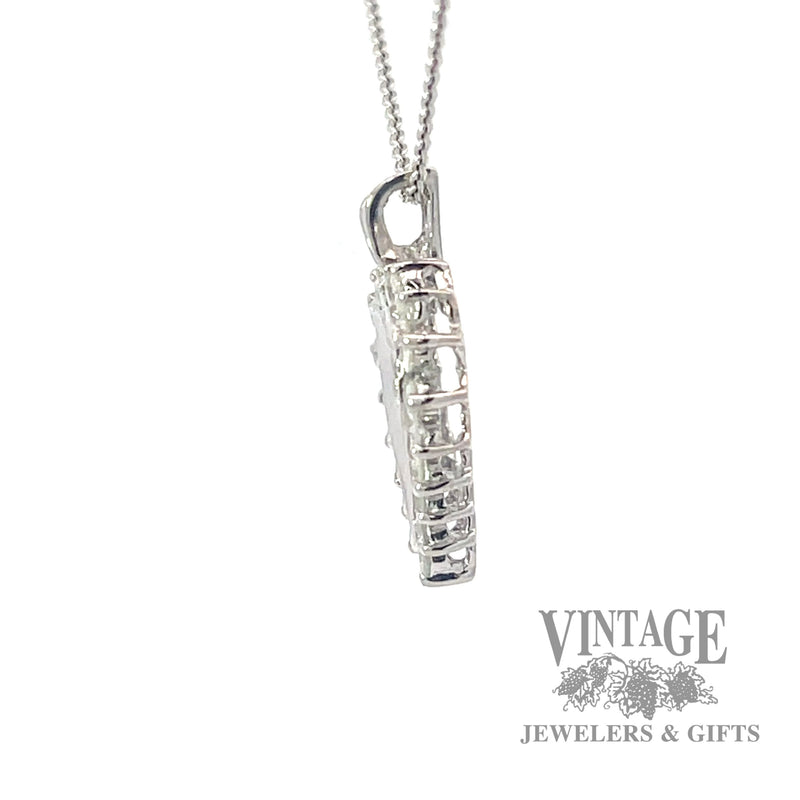 Diamond open heart 14k white gold pendant side