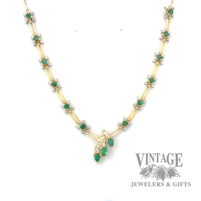 16.5" Emerald and diamond necklace