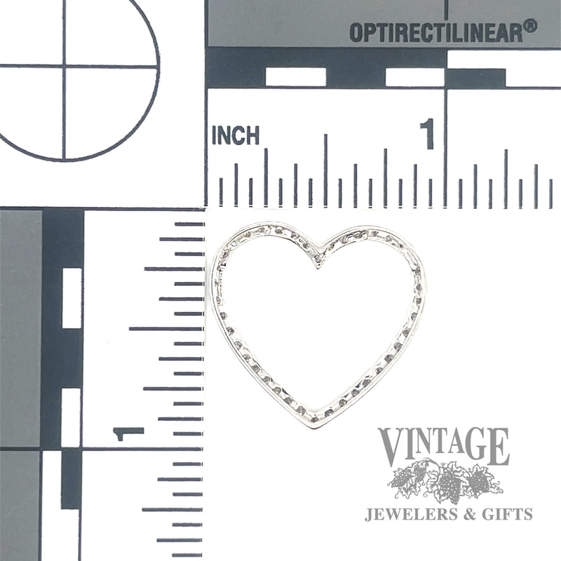 Diamond lined open heart slide pendant back and scale