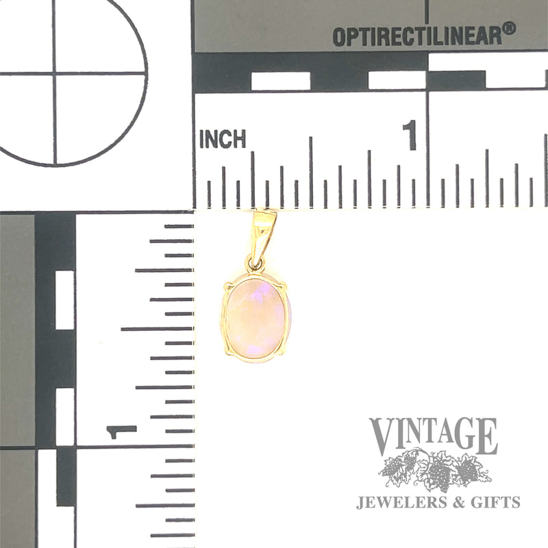 White opal 14k gold solitaire pendant