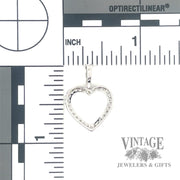 Diamond 18k white gold open heart pendant and bail back and scale