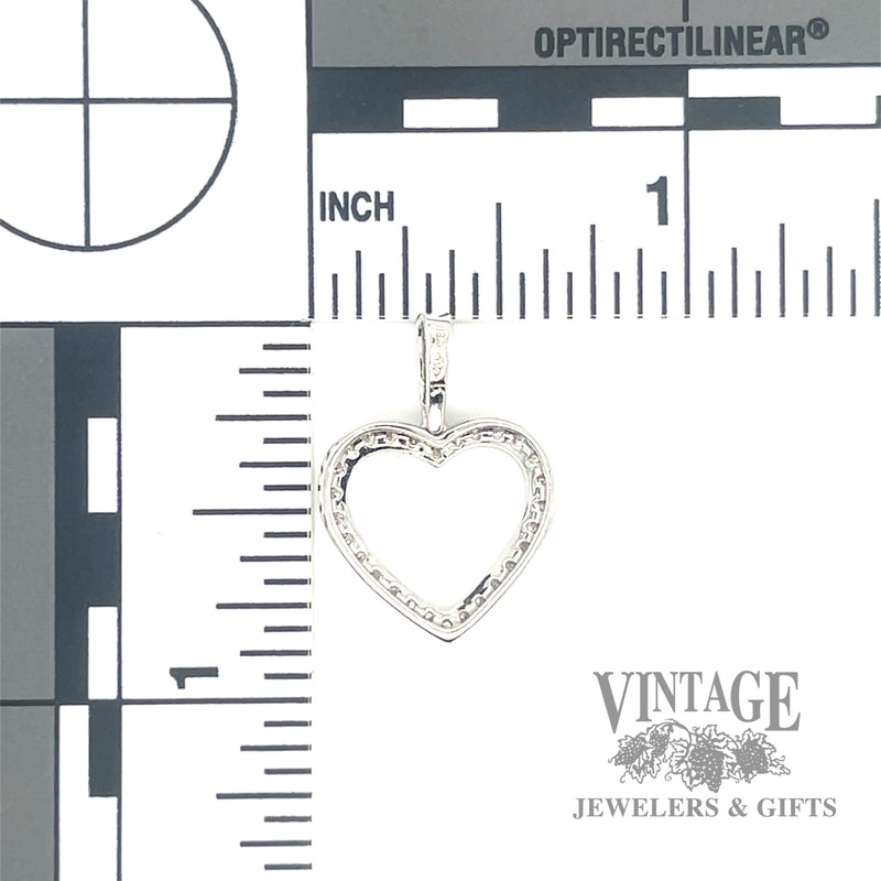 Diamond 18k white gold open heart pendant and bail back and scale