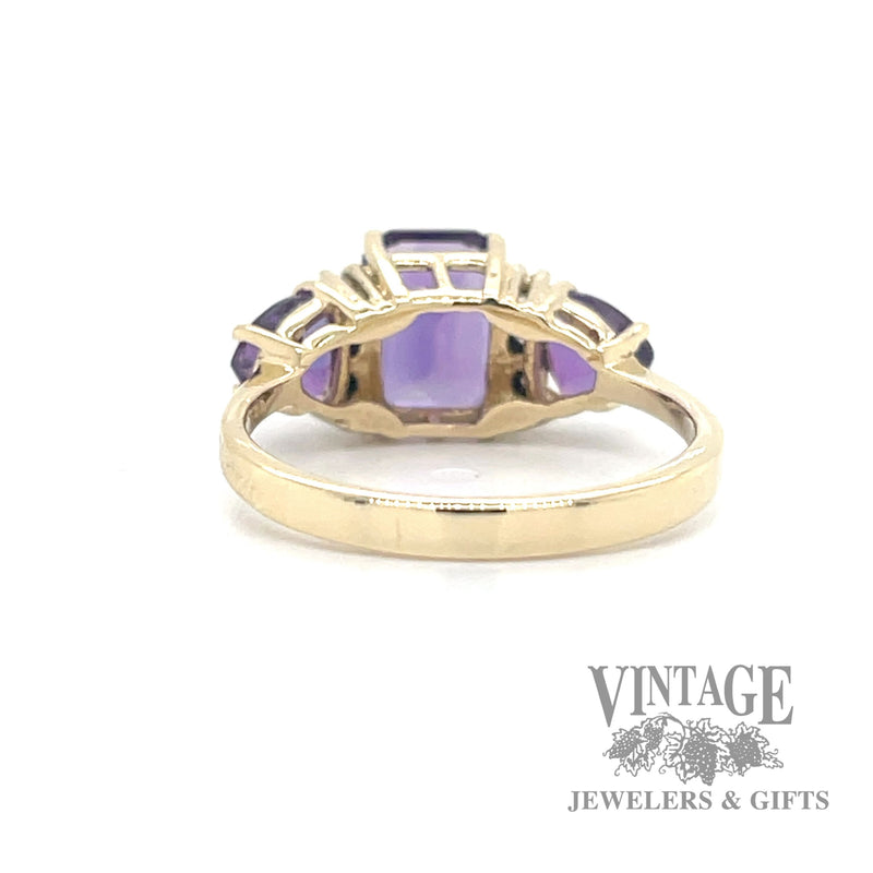 3 amethyst and diamond 14k gold ring bottom