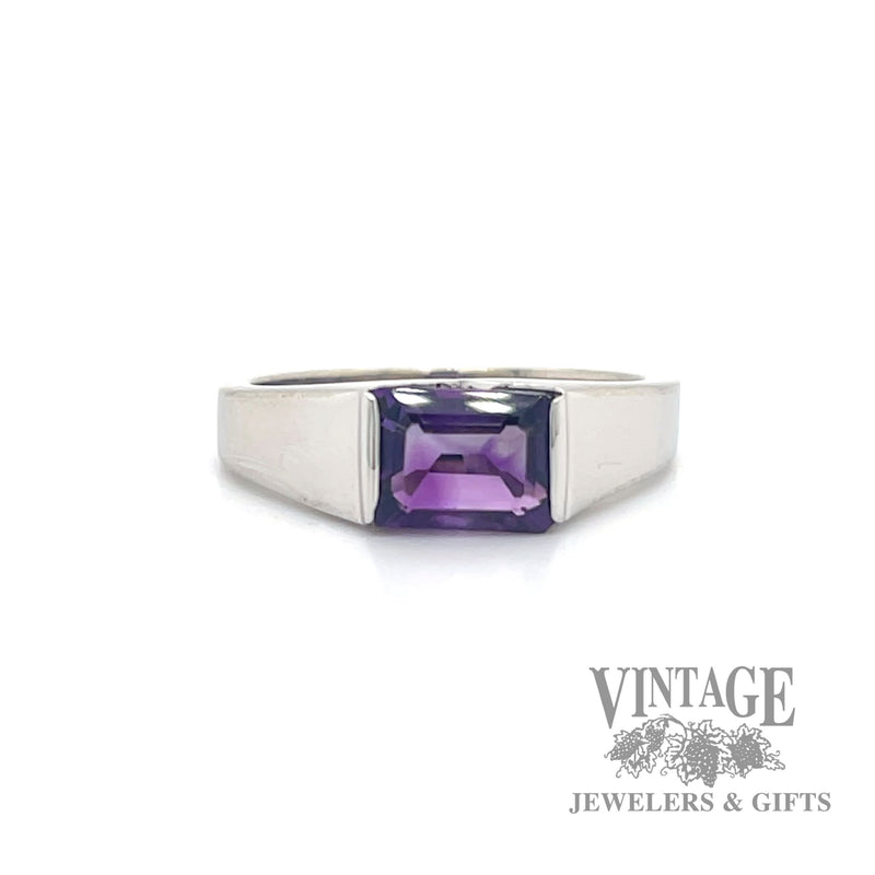 Eastwest amethyst 14k white gold ring