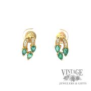 Emerald and diamond 18k gold stud earrings