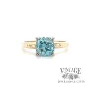 Blue zircon vintage 14k gold ring