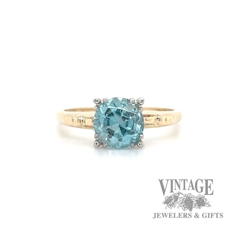 Blue zircon vintage 14k gold ring