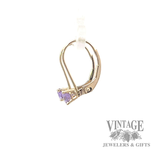 Amethyst 14k gold drop earrings side