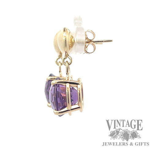 Amethyst 14k drop earrings side