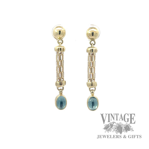 Aquamarine and amethyst 14k gold drop earrings