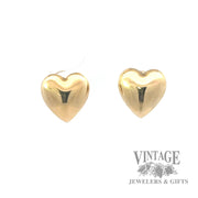 14k gold polished heart stud earrings