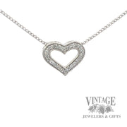 Diamond platinum open heart slide pendant