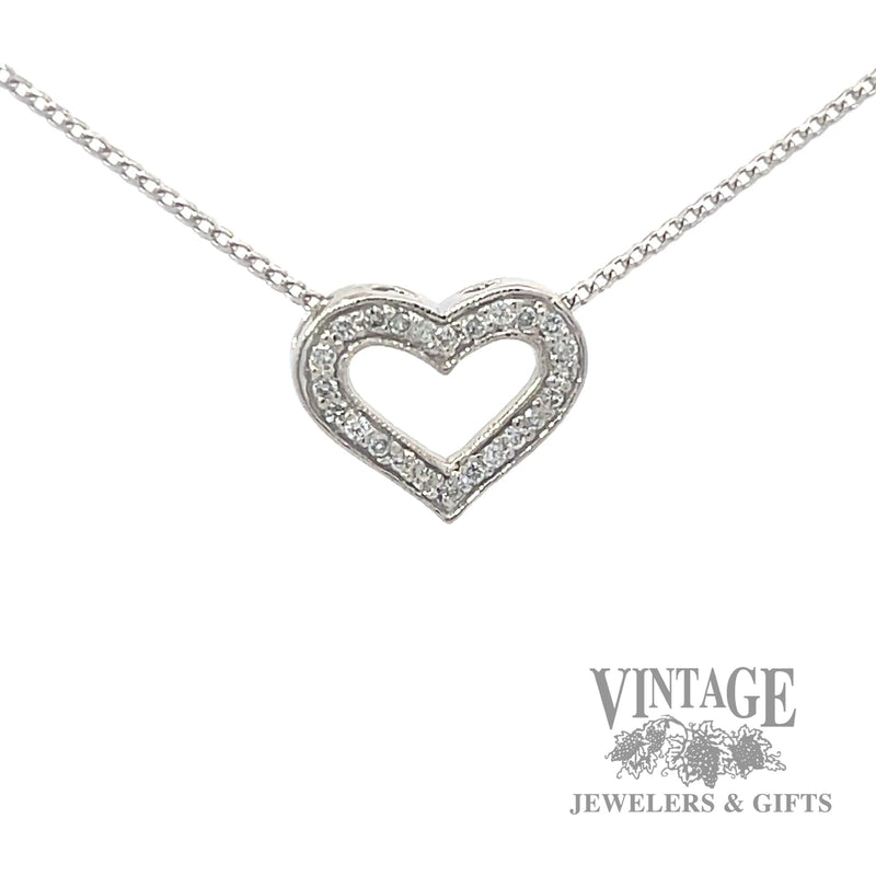 Diamond platinum open heart slide pendant