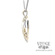 Diamond 10k white and yellow gold mother heart pendant side