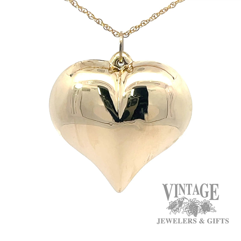 14k gold hollow large heart pendant