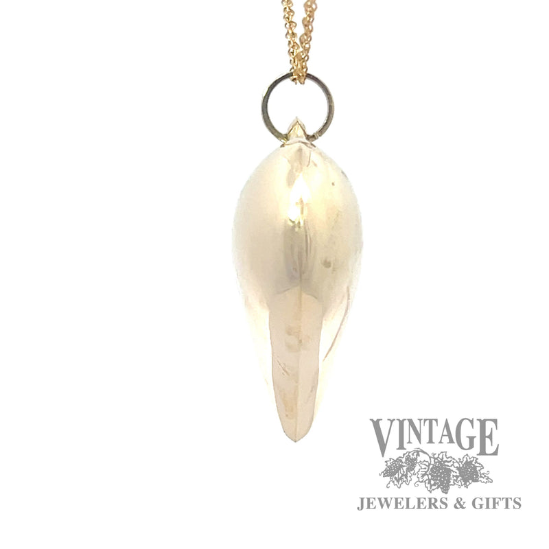 14k gold hollow large heart pendant side