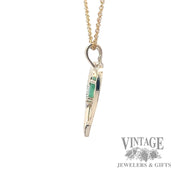 Emerald and diamond 10k yellow gold heart pendant side