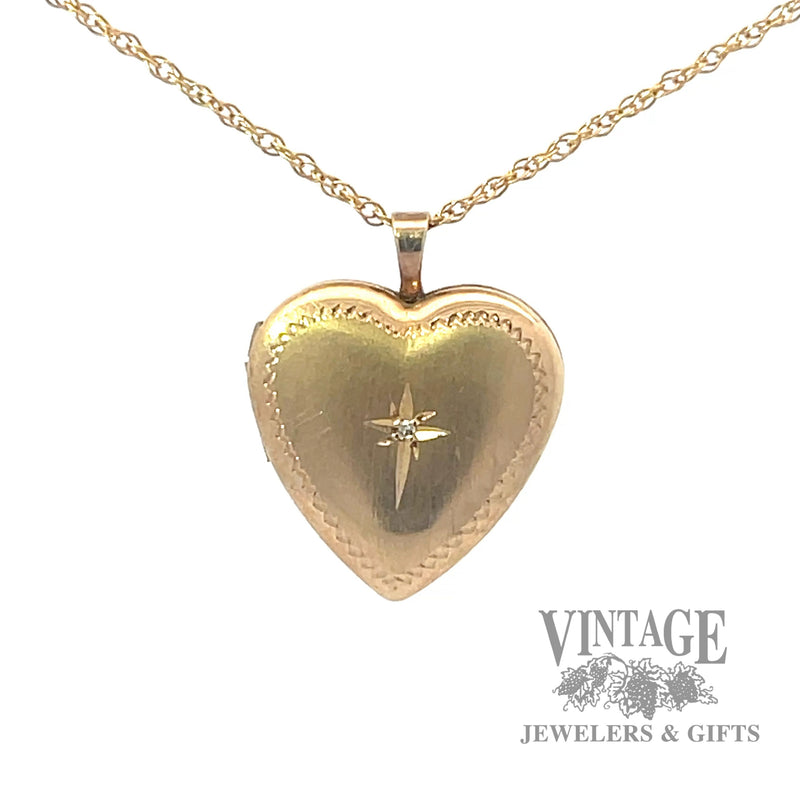 Diamond 14k gold heart locket