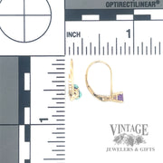 Amethyst 14k gold drop earrings back and scale