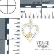 Diamond 10k white and yellow gold mother heart pendant back and scale