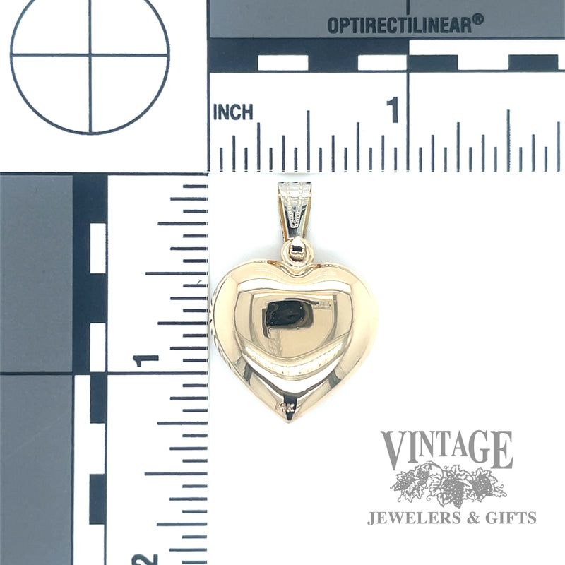 Matte and polished 14k gold heart pendant