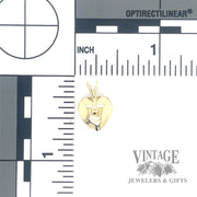 Pearl and diamond 14k gold heart pendant back and scale