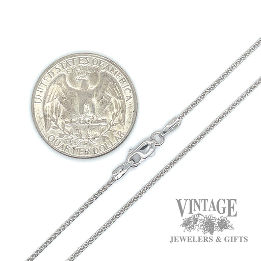 18" 1.06mm 14k white gold wheat chain
