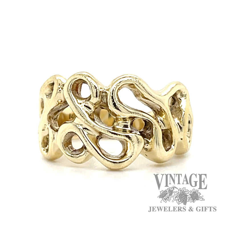 14k gold freeform wide band ring