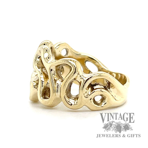 14k gold freeform wide band ring side1