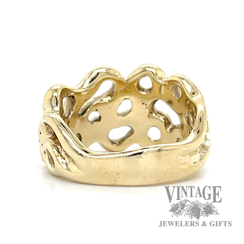 14k gold freeform wide band ring bottom