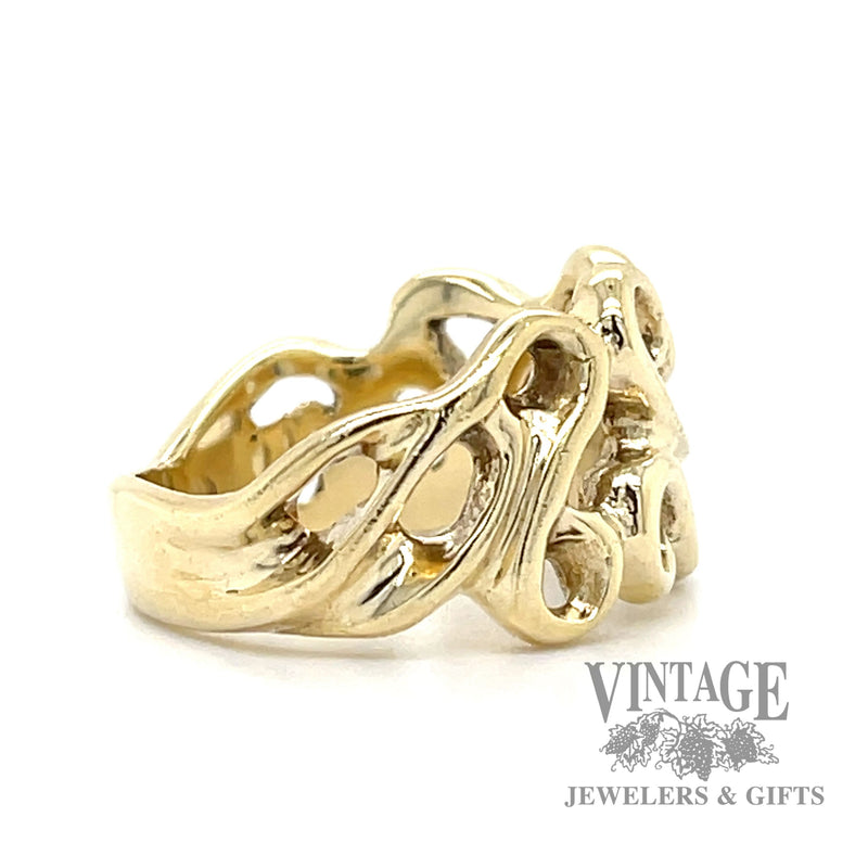 14k gold freeform wide band ring side2