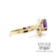 Amethyst and Diamond 14k gold freeform ring side2