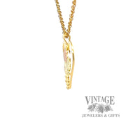 Black Hills gold grape and leaf heart 10k gold pendant side