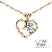 Tanzanite and diamond 10k gold heart pendant