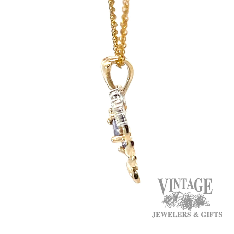 Tanzanite and diamond 10k gold heart pendant side