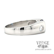 East/West blue sapphire and diamond platinum ring side2