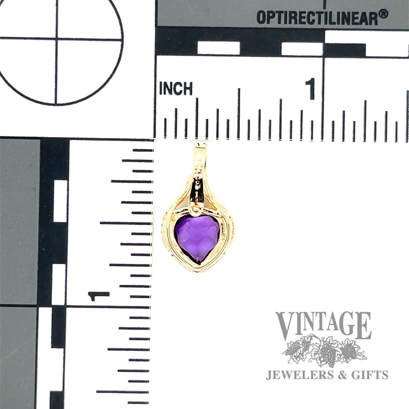 Amethyst and diamond 14k gold enhancer pendant
