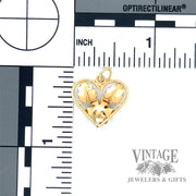 Black Hills Gold rose and leaf heart pendant back and scale