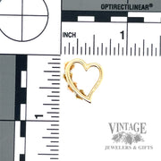 Black Hills Gold open heart and leaf 10k gold pendant back and scale